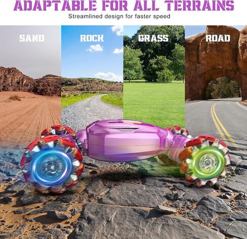 Gesture Sensing RC Stunt Car, Boys Girls Ages 6-12 Birthday Gift Ideas, 4WD Transform Off Road for Rotating Hand-Controlled 2.4Ghz Remote Control Twist Cars with Lights and Music Purple in Saudi Arabia