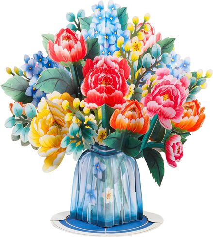 Paper Love HugePop Tulips Flower Bouquet 3D Pop Up Mothers Day Card, With Detachable Paper Bouquet, Mothers Day Gift, Graduation, Birthday, All Occasions - Jumbo 10" x 14" Cards - Includes Envelope and Note Tag in Kuwait