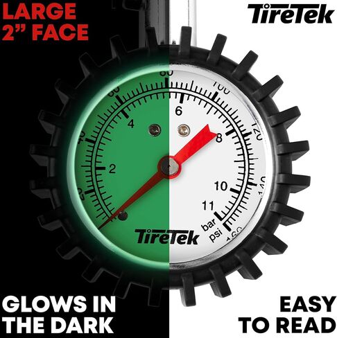 TireTek Tire Pressure Gauge for Cars (170 PSI) - Professional Tire Inflator with Secure Air Chuck - Tire Gauge for Tire Pressure, Air Compressor Attachments, Tire Inflator Nozzle, Air Pressure Gauge in Saudi Arabia