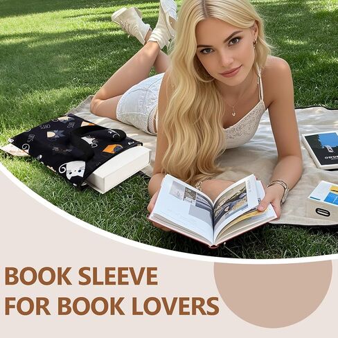 غلاف كتاب لعشاق الكتب ، 12.6 "x10.6" غلاف كتاب لـ Grapcover Paperbacks الكتاب المقدس للكتاب الكوميدي Comic Kindle Journal ، Book Pouch with Zipper Gifts for Dreal Book Lovers Women (Black Cat) in Kuwait