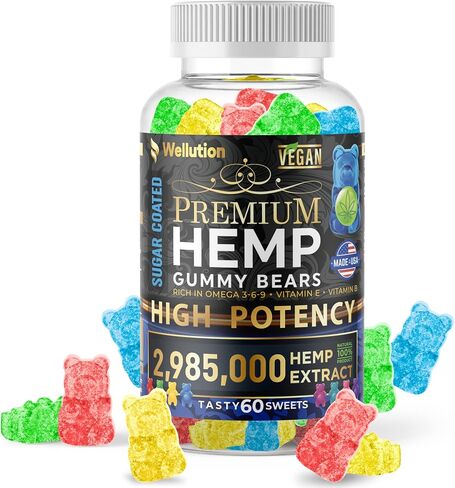 WELLUTION Hemp Gummies 985,000 High Potency - Fruity Gummy Bear with Hemp Oil. Natural Hemp Candy Supplements - Nutritional Value & Great Taste in Saudi Arabia