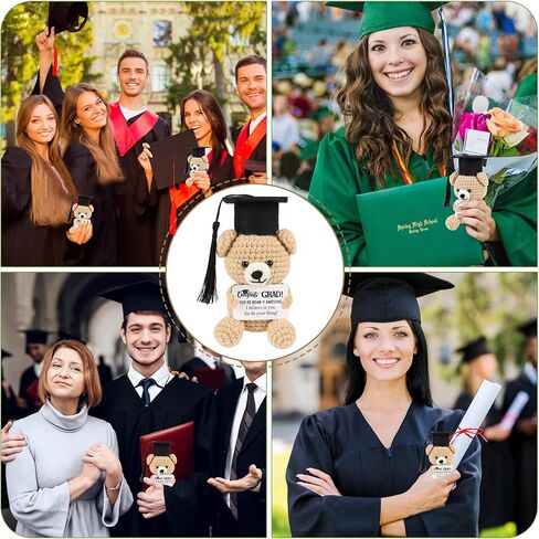 مجموعة هدايا التخرج من الدرجة 2025 - نحلة إيجابية ملهمة مع قبعة وبطاقة تحية ، وسنانير الكروشيه المصنوعة يدويًا كهدايا لموسم التخرج لها أو له في الكلية ، والمدرسة الثانوية ، والمدرسة المتوسطة in Kuwait