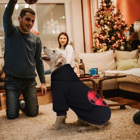 Dog Hoodie Sweater Sweater for Dogs Pet Clothes Black Buffalo Plaid Warm and Soft Breathable Cozy(L) in Saudi Arabia