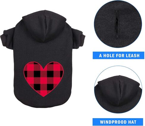 Dog Hoodie Sweater Sweater for Dogs Pet Clothes Black Buffalo Plaid Warm and Soft Breathable Cozy(L) in Saudi Arabia
