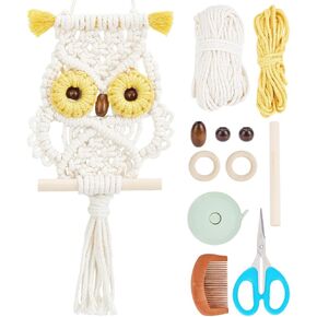 Pligreat DIY OWL MACRAME KIT WHITE OWL DREAM CASTER MACRAME KNOTTING ORNAMT
