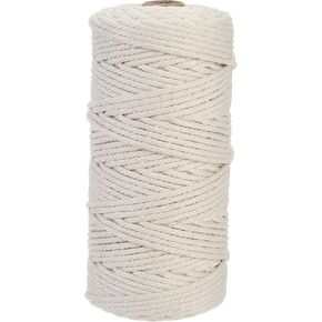 macrame cord 3mm*110 yards natural macrame cotton rope beige macrame rope soft cotton cord macrame supplies craft rope macrame yarn for plant Hanger Wall Hanger Dreamcatcher (beige)