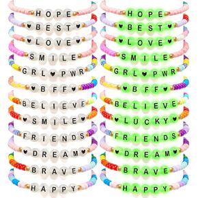 Lorfancy 24 PCS Kids Letter Beads Beads Barcelets Girls Glow في The Dark Sybed Bered Jewelry Toddler Little Girls Princess Party Favors Play Play Play Hig