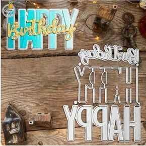 رسالة عيد ميلاد سعيد قطع المعادن مموت ، Cake Candle Birthday Party Diays Cut Stencils DIY Scrapbooking