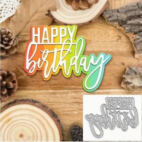 Happy Birthday Metal Die Cuts,Happy Birthday Party Card Cutting Dies Cut Stencils DIY Scrapbooking Decorative Embossing Paper Scrapbooking Card Making