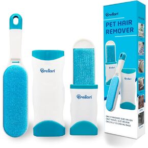 Pet Hair Remover for Dogs Cats: Reusable Fur Removal Brush for Clothes Furniture Couch Carpet Bed Car Seat - Self-Cleaning Tool for Pet Owners Friends Families - Home Travel Use Fresh Blue