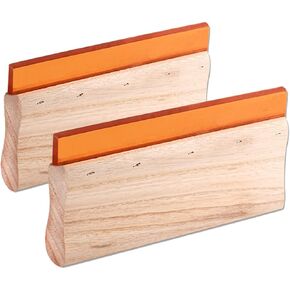 2 قطعة 2 أحجام مسببة طباعة الشاشة ، 75 Durometer Wooden للطباعة الحرير من طراز Rubberwood ، 9.4 و 11.8 بوصة