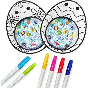 Bizyboo Easter Egg Decorator - مطاردة بيض عيد الفصح في راحة يدك - كائن مخفي زبال البحث عن مطابقة Sensory Sensory For Kids 2 وما فوق | يتضمن 6 علامات غير سامة ، 2 bizyboos