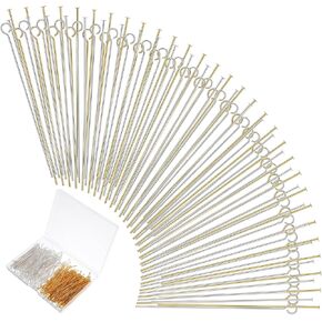 600 pcs 2 بوصة دبابيس رأس مسطح دبابيس العين لصنع المجوهرات ، ودبابيس العين المعدنية مستقيمة الجوهرة صنع المجوهر