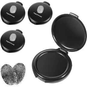 4 Pcs Fingerprint Ink Pads, Black Finger Print Ink Pads Portable Quick Dry Thumbprint Stamp Pads for Notary Supplies Identification Security ID Fingerprint Cards Law Enforcement