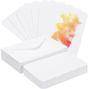 PATIKIL 30 Sets Pure Cotton Watercolor Cards 140lb/300 GSM Postcards Rounded Corners with Envelopes for Art Painting Creative Thank Notes, 4x6 Inch