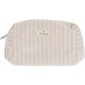 حقيبة المشروع Scheepjes zippered - البيج المخطط ، 24 × 16x8 سم ، مثالية للحياكة والحيوانية وصياغة الأساسيات