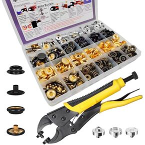Sunor 100 مجموعات أزرار Snap و Heavy Snap Snap Snapers Kit 15mm Metal Snaps Canvas Snaps ، اضغط على مسمار للملابس من جلد غطاء القارب الجلدي