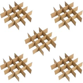 Alipis 5 Pack Moving Boxes مع المقسمات ، صندوق تغليف من الورق المقوى للأواني الزجاجية ، Khaki ، 13.18 × 3.14 × 0.11 بوصة ، مثالية للشحن والتخزين