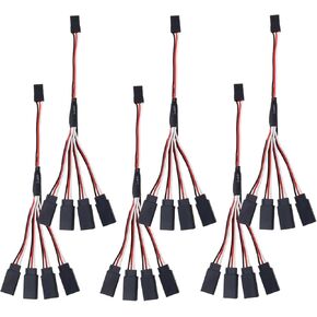 6pcs 3 pin jst plug splitters servo cord ، 15 سم من الذكور إلى 4 أنثى y تسخير موصل مؤازرة كابل ملائمة لسيارة أو طائرات futaba jr rc (ذكر إلى 4 أنثى)