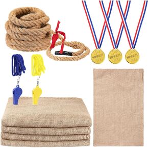 Shinyrelief 10 PCS Potato Sack Race Bags Tug of War Rope Field Day Games Burlap Sack Family لم الشمل ألعاب في الهواء الطلق في الهواء