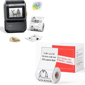 M100 Bluetooth Label Printer with Square Label 1.96'' x 3.14'' (50x80mm)