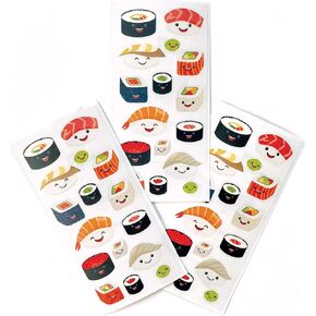 Paper House Productions Pack of 3 Sticker Half-Sheets for Crafts, Scrapbooking & Collecting - Kawaii Sushi