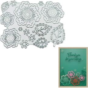 YKW Leaf Shape Metal Cutting Dies Set with Embossing Tools for Card Making Album, Scrapbooking Paper Craft DIY Kit, Includes Die Cuts Etching Stencils Stamps Thin Banner Cutting Dies (leaf3)
