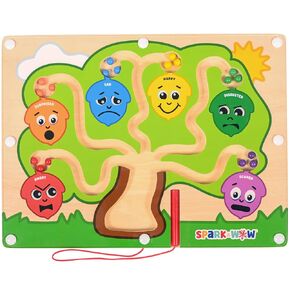 Spark & ​​Wow Magnetic Maze | شجرة عواطف | لوحة المغناطيس للأطفال الصغار | ست مشاعر وألوان | لعبة Toddler Travel | أدوات التنظيم العاطفي للأطفال