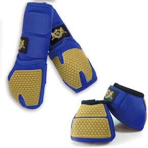 RS Premium Gold Line Design Horse Boots & Bell Boots for Horses to Protect Hooves & Tendon |Superb Protection, Relaxable & Lightweight |Easily Remove Mud & Dust | Ok Fabric Provides Flexion Technology