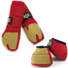 RS Bremium Gold Line Design Boots & Bell Boots للخيول لحماية الحوافر والأوتار | الحماية الرائعة والاسترخاء وخفيفة الوزن | إزالة الطين والغبار بسهولة | موافق النسيج يوفر تقنية الانحناء