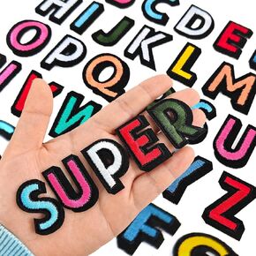108Pcs Iron on Letters for Fabric, Letters Patches A-Z, Embroidered Number Patches 0-9, Iron on/Sew on Alphabet Patch for Clothes, Hat, Socks, Jeans
