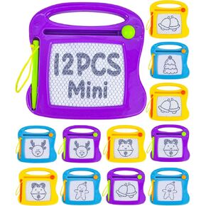 Mini Magnetic Drawing Board for Kids 12 Pack Fun Party Favors for Kids Mini Sketch Pad for Travel Magic Slate Magnetic Tablet Toy Gift for Toddler Birthday Party Favor Classroom Prize Rewards (12pcs)