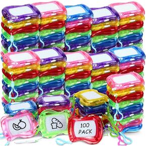 Tinlade 100 Pcs Mini Magnetic Drawing Board for Kids, Backpack Keychain Clip Drawing Boards Erasable Doodle Board Sketch Pad for Kids Party Favors Goodie Bags Stuffers Birthday Games Supplies Gifts