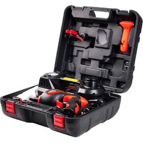 جاك سيارة كهربائية 5 طن 12 فولت مقبس كهربائي مع مضخة نفخ مدمجة رافعة هيدروليكية كهربائية لتغيير إطارات السيارة SUV باللون الأسود in Kuwait