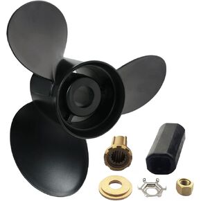 Boat Outboard Propeller for Mercury Engines, 13.25x17 13 1/4x17 Pitch Aluminum Boat Propeller, 40/50/70/75/80/90/100/115/120/125/140/150 Hp, 15 Tooth Spline Boat Prop, 3 Blade, OEM No.48-77344A45, RH