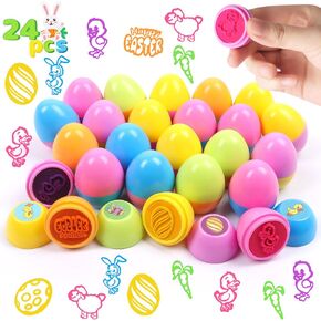 Loaver 24 PCS Easter Egg Stampers للأطفال ، مسبقًا محجوزًا بالذات ، ألعاب Egg Begh Stampers لـ Easter Basket Stuffers Party Favors Home Egg Hunt Supplies