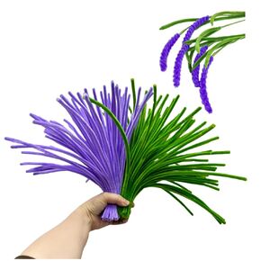 200pcs منظفات أنابيب سميكة ، مجموعة من زهرة 12 بوصة مع 40 أعمدة من الأعمدة ، والفنون واللوازم الحرفية ، والأنابيب تشنيل للزهور ، والخزامى الباقة أو القمح الناعمة الأسلاك الغامضة بالجملة (الأرجواني+الأخضر)