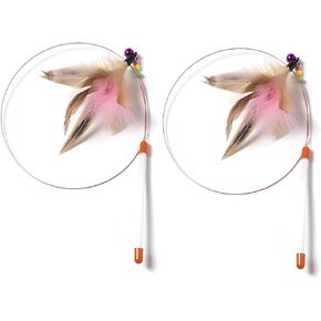 Cat Toys Interactive for Indoor Cats,2 PCS Feather Toy for Teaser Play and Chase Exercise with Kitten