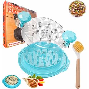 Meat Shredder Tool | 10" BPA Free Chicken & Pork Food Shredder with 360° Rotating Lid - Meal Prep Essentials - Non-Slip Base, Dishwasher Safe, and Includes Cleaning Brush