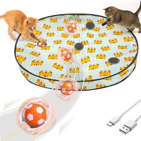 VIWIK Interactive Cat Toys for Indoor Cats, Hide and Seek Mouse Catching Game, Automatic Motion Activated Kitten Ball Toy, Low Noise Fast Rolling Ball in Play Mat for Bored Adult Cats