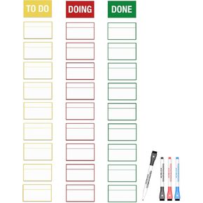 بطاقة Scrum Board Magnetr Magnban ، ملصق مغناطيس محو 5 × 3 ، طقم لوحة Agile Card Card القابلة لإعادة الاستخدام للمساحة البيضاء أو اللوحة المعدنية أو أي سطح سهل المغناطيس - 4 علامات مشمولة