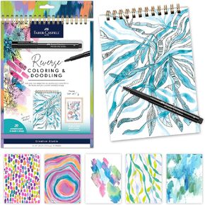 Faber -Castell Colling & Doodling Book: Brights - Conshing Come Colling Book للقلق ، كتاب التلوين العكسي للبالغين ، كتب التلوين للبالغين الاسترخاء