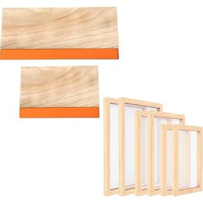 Caydo 2 قطعة 2 أحجام طباعة الشاشة Squeegee 9.4 و 5.9 بوصة مع 6 قطع 3 حجم حرير الحرير حرير إطار مع شبكة طباعة الشاشة ، 10 × 14 بوصة ، 8 × 12 بوصة ، 6 × 10 بوصة