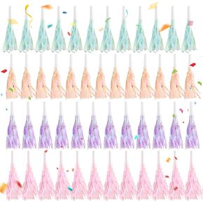 48 PCS Mermaid Party Blays Noisemaker Bulk Metallic Party Party Horns Glitter Noise Maker للأطفال