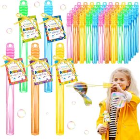 25 Sets 10.6" Big Bubble Wands with Gift Cards Bubble Party Favors Bubble Maker Bulk in 5 Colors for Kid Toddler Summer Toy Outdoor Indoor Birthday Graduation Shower Gift