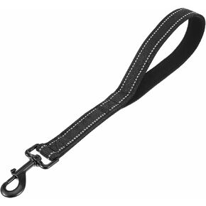Small Dog Leash 15" Short Heavy Duty Chew-Resistant Pet Leash Nylon Leashes Walking Reflective with Traffic Padded Handle and 360° Swivel Clip Strong for Small Medium and Large Breeds(Black)