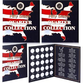 4 Pieces 50 States Quarter Collection Book States Quarter Album 1999-2009 Hardcover Coin Holder Collection Book for Coin Collectors Adults Keepsake Gifts Display