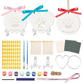 طقم طباعة Windspeed Paw للكلاب القطط (Make 3-4) ، Pet Paw Print Lears Kit Dog Cat Clay Print Kit تشمل الدهانات/الأسم