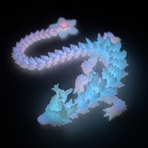 3D Printed Cherry Blossom Crystal Dragon, 12 Inch Articulated & Magical Movable Dragon Model - Perfect for Display, Collection, and Unique Gift (Noctilucent Purple)