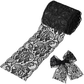 Black Lace Trim, 2.5" Wide 5 Yards Black Lace Ribbon Stretch Vintage Floral Pattern Lac Fabric for Sewing DIY Crafts Gift Wrapping Wedding Party Decoration